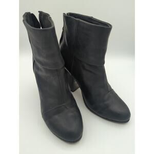 RAG & BONE Newbury Black Leather Back Zip Ankle Boots  Size 8 (EU 38.5)